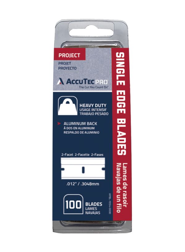 100 ACCUTEC PRO SINGLE EDGE BLADES END NOTCH 0.012" THICK