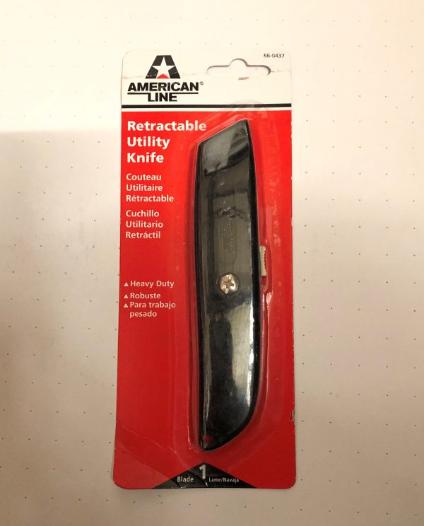 AMERICANLINE BLACK METAL RETRACTABLE KNIFE c/w 1 BLADE