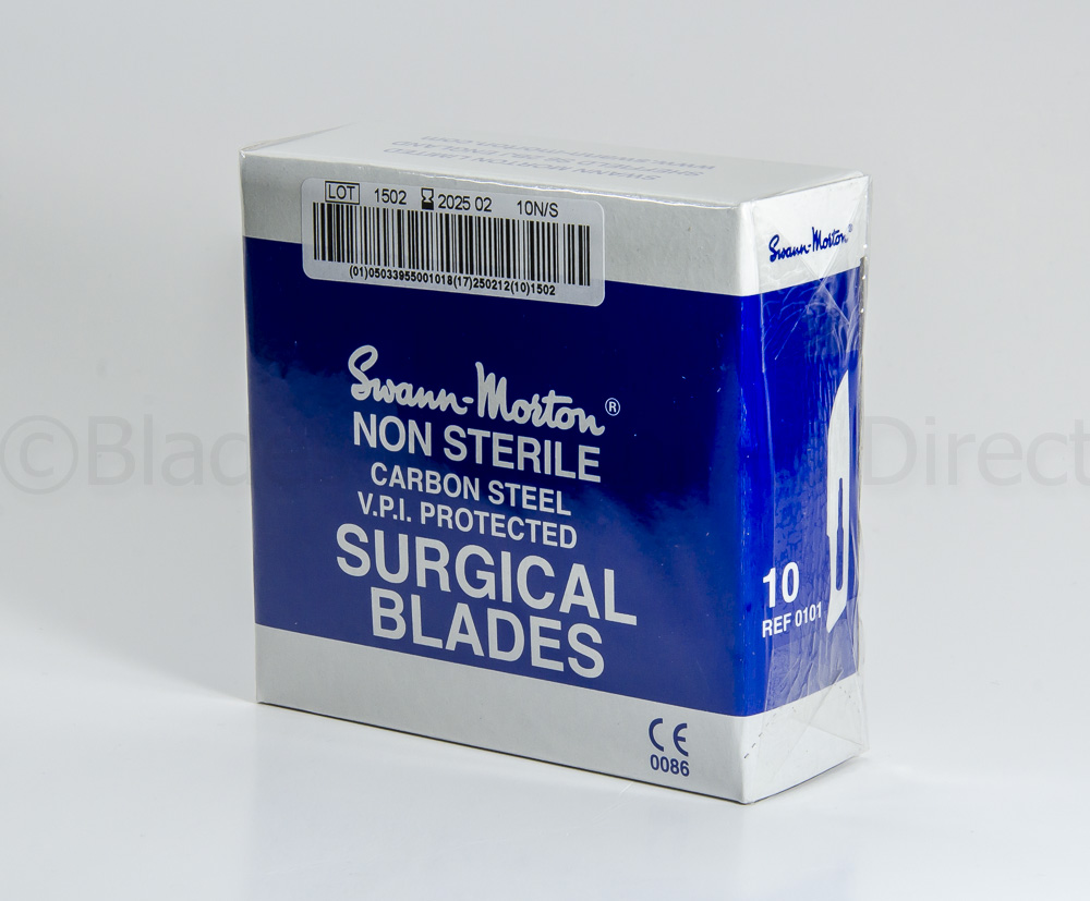 Box of 100 No.10 Curved Blades for No.3 Scalpel # 0101 Swann Morton 